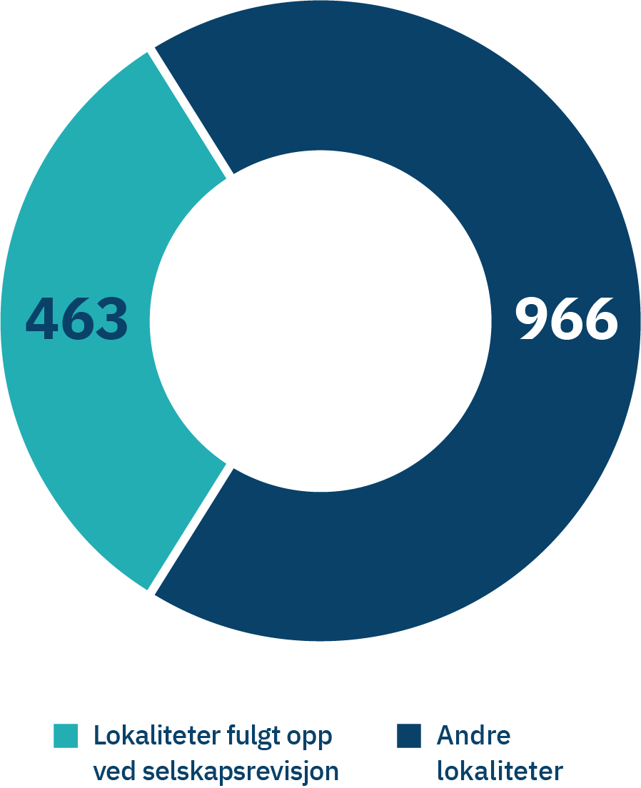Grafikk: Lokaliteter fulgt opp ved selskapsrevisjon 2020