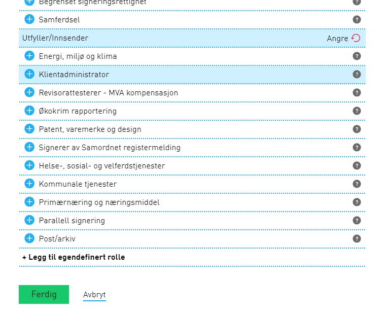 Veiledning for rollevalg i Altinn: lagre