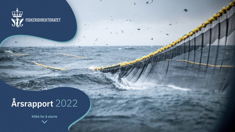 fremside-arsrapport-2022-skjermdump.jpg Framsiden av Fiskeridirektoratets årsrapport 2022. © Fiskeridirektoratet