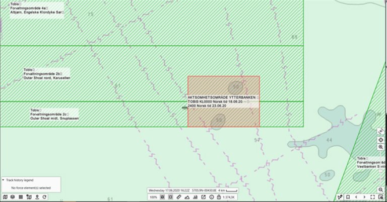 Aktsomhetsområde etablert på Ytterbanken 18.06.2020 