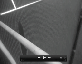 Biletet visar ei 40 cm lang rift som blir fanga opp av eitt av fire kamera på vaskeutstyret, men utan at notskaden vart oppdaga av operatørane der og då.