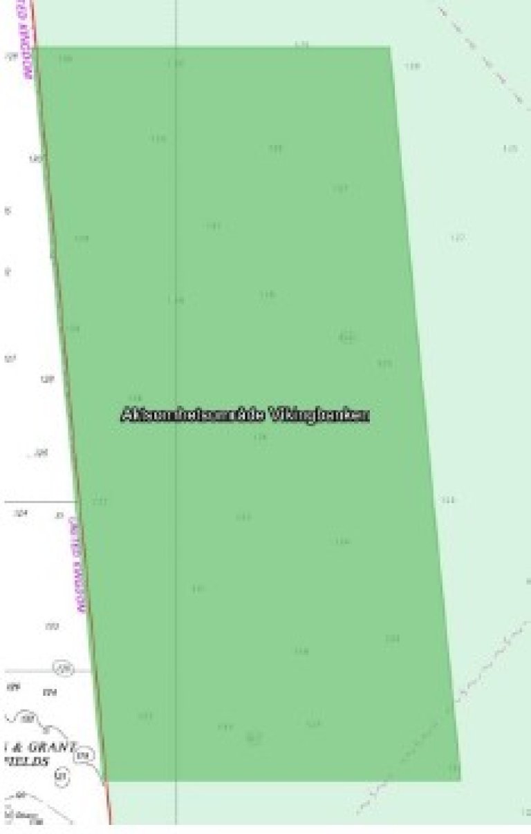 Kart av aktsomhetsområde etablert på Vikingbanken